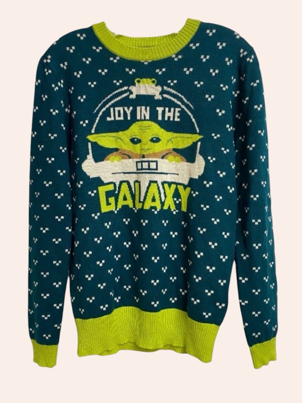 Star Wars Joy In The Galaxy Pullover Sweater Size S Baby Yoda Cozy Green Holiday